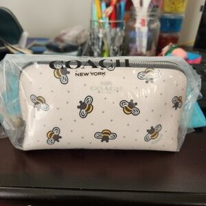 Coach Bumble Bee Leather Cosmetic Travel Bag